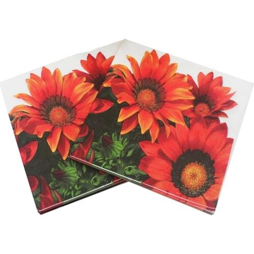 20pcs/pack/lot Sunflower Paper Napkin Flower Para Festas & Party Supply Tissue decoupage Servilleta 33*33cm