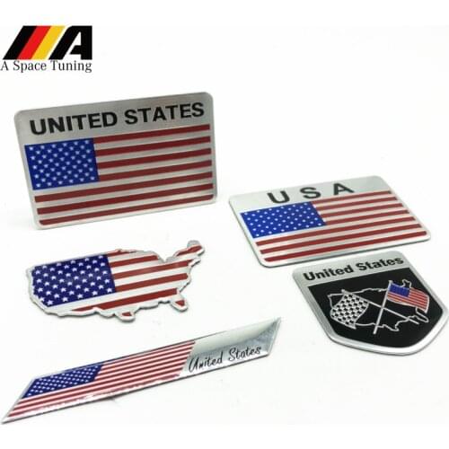 Car Styling 3D Aluminum Alloy United States Logo America Flag Fender Side Emblem Badge Decal USA Sticker Auto Accessories