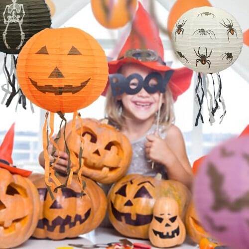 Halloween decoration round paper lanterns Shop hanging arranged childrens hand-held lanterns