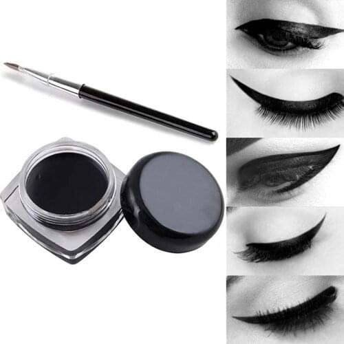 Waterproof Black Color Eyeliner Gel with Brush Easy to Wear Makeup Long-lasting Eye Liner Beauty Women Cosmetics Makeup Tools