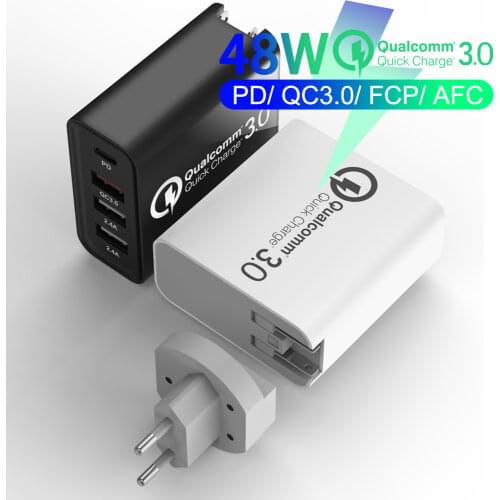 48W Quick Charger Type C USB PD Charger for Samsung iPhone XS Max Huawei iPad Pro QC 3.0 Fast Wall Charger US EU Plug Adapter