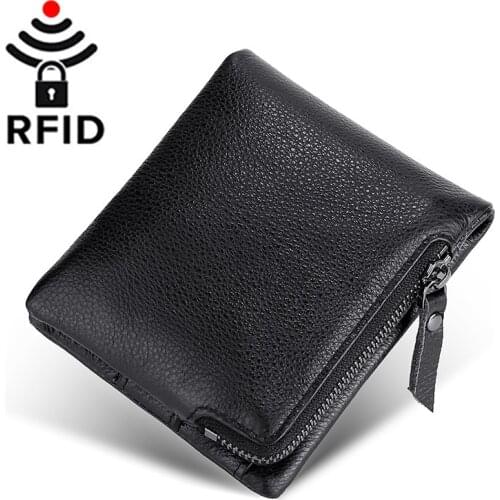 2021 New Female Wallet Anti Theft RFID Genuine Leather Wallet Women Zipper Hasp Business Card Holder Woman Purse Bag Wallet