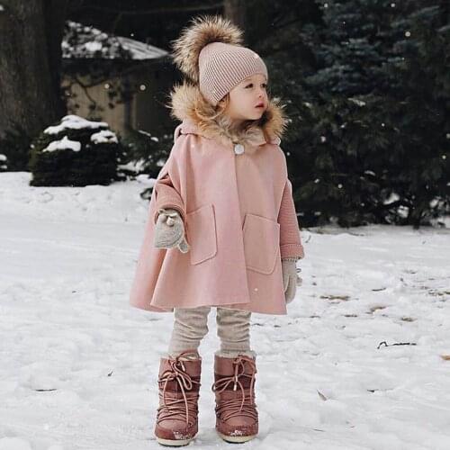 Winter Jackets Girls Toddler Baby Kids Windproof Winter Coat Thicken Warm Hooded Cloak Windbreaker For Girls Baby Girl Clothes