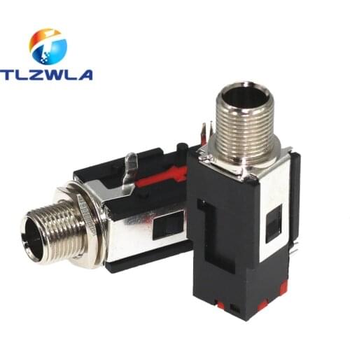 1pcs PJ-602B Right Angle Audio Connector Thread Lock Panel Mount 1/4" 6.35 Mm Stereo Phone Jack Headphone Socket