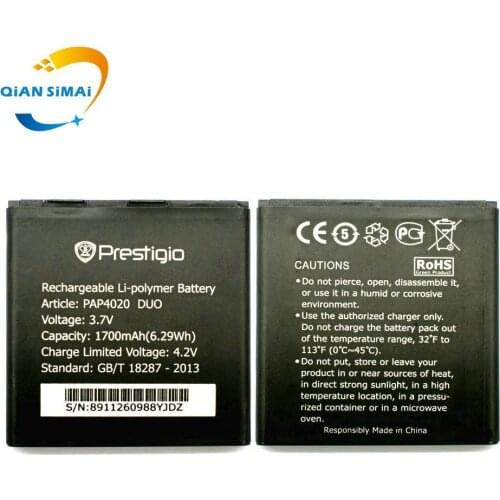 QiAN SiMAi 1PCS New High Quality PAP4020 DUO 1700mAh Original High quality battery For Prestigio PAP4020 Multiphone +Track Code