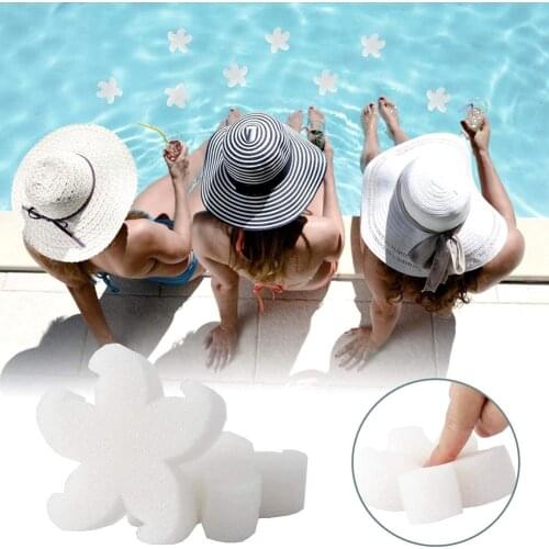 20Pcs White Floating Spa Sponge Flower Shape Dirt Grimes Oil Absorbing Swimming Pool Bathtub Scum Absorber Cleaner Filter Sponge