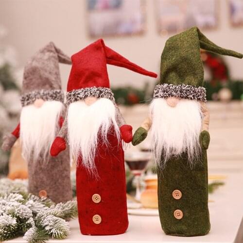 3pcs Home Wine Bottle Cover Cartoon Toppers Christmas Decoration Festival Red Wine Champagne Bottle Cap Decoration Cute Of Gift