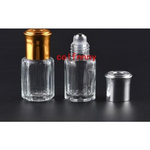 500pcs 3 6 10 12ML Octagonal Glass Bottle with Gold Lid, Roll on Bottle, Perfume Roller Bottles, Essential Oil Packaging