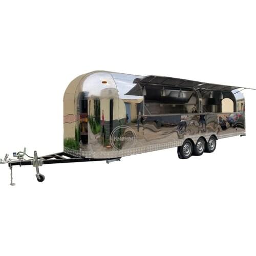 8Meter Street Mobile Fast Food Trailer Stainless Steel Ice Cream Coffee Snack Truck Van Kiosk Cart