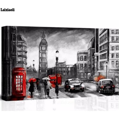 5D DIY diamond painting Cross Stitch London Street View Paris painting full square round mosaic Embroidery sale home decoration