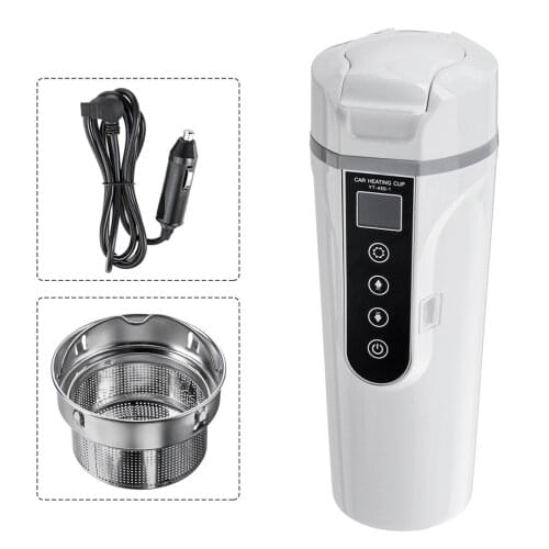 450ml Stainless Steel Car Heating Water Cup w/ LCD Display Temperature For Kettle Coffee Tea Milk Heated 12V 24V Electric