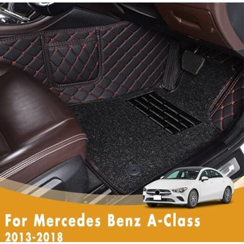 RHD Car Floor Mats For Mercedes Benz A-Class 2018 2017 2016 2015 2014 2013 Double Layer Wire Loop Auto Foot Pads Car Accessories