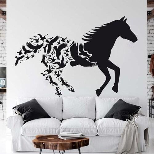 Large Fly Horse Bird Wall Decal Unicorn Horse Farm Cartoon Horse Unicorn Bird Fly Vinyl Wall Sticker for Bedroom Decor Use C777