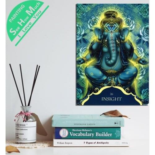 1 Piece Ganesh Insight Word Blue HD Printed Canvas Wall Art Posters and Prints Poster Painting Framed Artwork Room Decoration