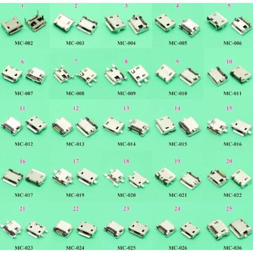 ChengHaoRan 25models 25-125pcs/lot Micro USB Jack 5P 5pin USB Charging Socket Connector SMD DIP V8 Port Charging Data power Plug