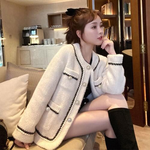 Imitation mink velvet jacket sweater cardigans female autumn and winter new style Korean loose student coat female