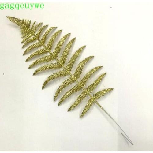 50pcs 2019 Persian leaf gold glitter christmas leaf Artificial leaves Christmas decorations ,47*15 cm