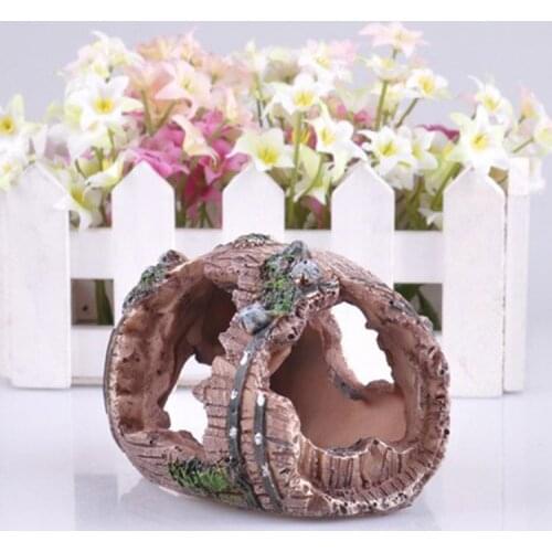 Resin hot sell Explosion Models Aquarium Landscaping Aquarium Ornaments Avoid Cave Shrimp Fish House Hiding Simulation Barrelsng