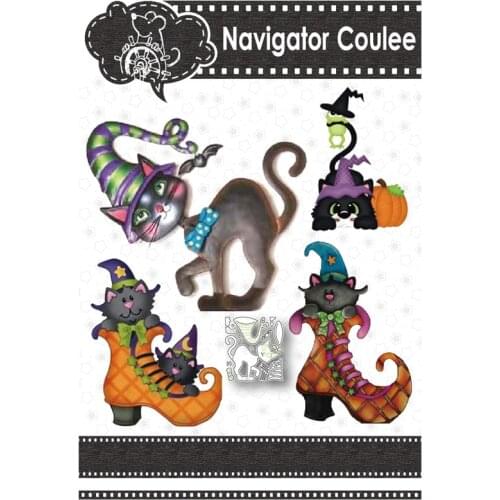 Halloween Creative Naughty Cat Metal Cutting Mold Scrapbook Layered Drawing DIY Craft Supplies Decorative Background Punching