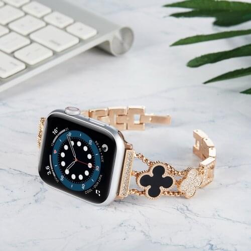 Metal+Diamond Strap for Apple watch band 44mm 40mm Series 6 5 4 SE Metal stainless steel wristband for iWatch 3 2 42mm 38mm band