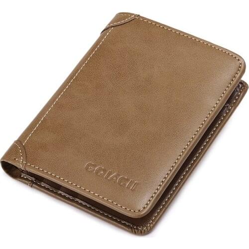 Fashion Casual Men Short Purses Vintage Cowhide Multi-card Male Wallet Card Package Coin Purse Mony Bag