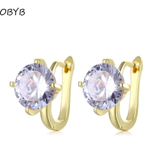 OBYB Fashion Lobuck Hoop Earrings for Women Luxury Prong Setting Big Crystal Rhinestone Indian Jewelry Earrings 2021 Trendy New