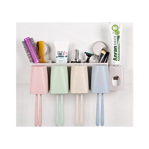 Suction wall type four mouth washing storage set with toothpaste squeezing device 37*11.5*12cm free shipping