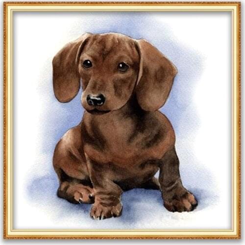 Animal Dog Dachshund DIY 11CT Cross Stitch Embroidery Kits Craft Needlework Set Cotton Thread Printed Canvas Home Decoration Hot