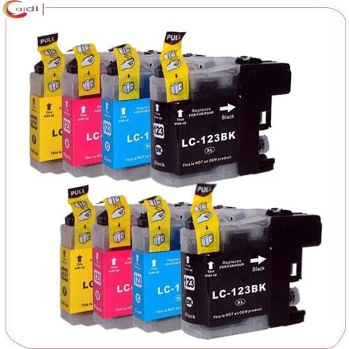 8Pack Cartridges for Brother LC123 mfc-J4510DW MFC-J4610DW Printer Ink Cartridge LC 123 MFC-J4410DW J4710DW inkjet