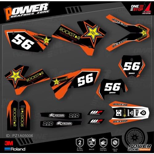 PowerZone Custom Team Graphics Backgrounds Decals 3M Stickers Kit For KTM SX SXF MX 05-06 EXC XCW Enduro 05-07 125 to 500cc 06
