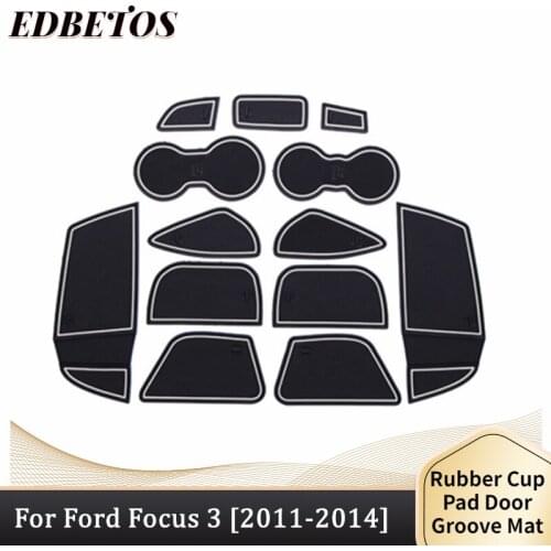 Auto Anti-Slip Cup Holder Mat Non Slip Door Gate Pad For Ford Focus 3 MK3 2011 2012 2013 2014 , Car Styling