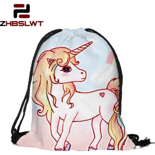 ZHBSLWT New 3D Print Drawstring Bag Fullprinting Women Backpack with lovely Pattern -0100