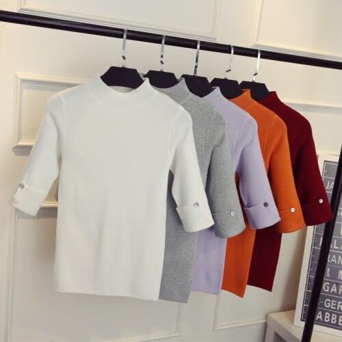 OHCLOTHING sleeve head sleeve five spring autumn cultivation in semi thin section of sleeve tight turtleneck sweater backing