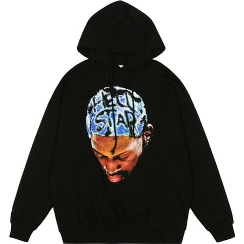 2021 Autumn Funny Head Print Cotton Punk Mens Hip Hop Hoodies Pullover Long Sleeve Jacket Oversized Streetwear Hooded Sweatshirt