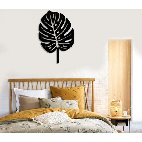 Detailed Created Tropical Tree Leaf Wall Accessory Wooden Table 50x33cm