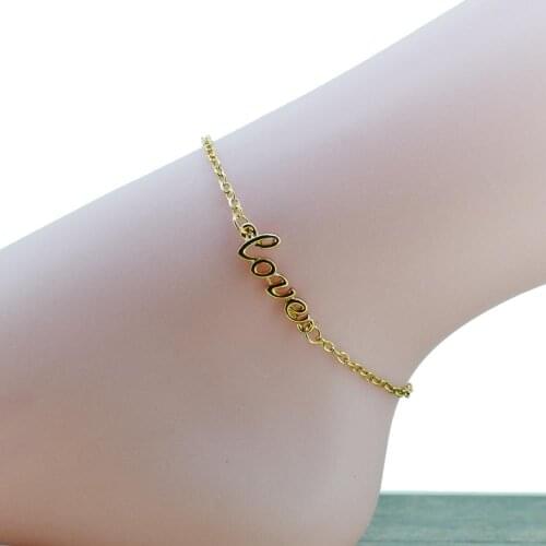 Sexy fashion womens anklet couple of letters gift selection barefoot sandals womans favorite