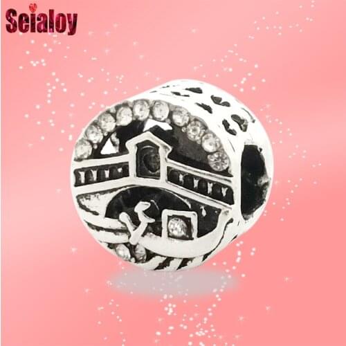 Seialoy 1Pcs Silver Color Boat Love Bridge Beaded Charm Fit Brands Bracelet & Bangle Necklace Original Jewelry Beads Accessory