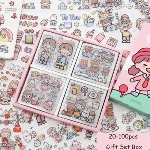 SKYSONIC 20pcs/100pcs Gift Set Stickers Mobile Phone Decoration PET Cup Stickers Childdren Journal Bullet Stationery Sticker