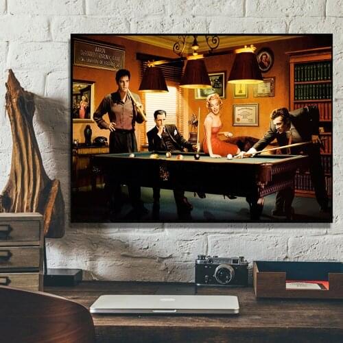 Modern Classic Movie Poster Canvas Painting Celebrities Playing Billiards Wall Art Canvas Picture Poster Prints Home Decoration