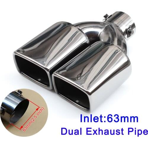 Universal Muffler Tailpipe Trim 63mm 2.5" Inlet Auto Car Rear Dual Outlet Pipe Tip Exhaust Silencer Cover Accessories