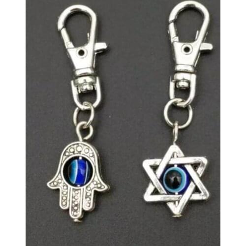 High quality Zinc Alloy Hamsa Hand & Star of David Key Chains DIY Keys Car Bag Handbag Jewelry Accessories