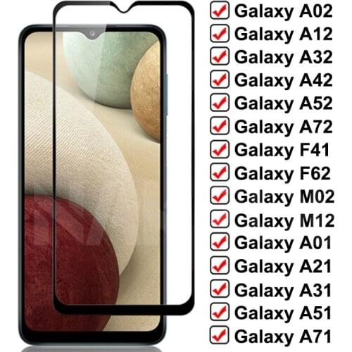 Tempered Glass Samsung A01 A51 A71 9D Protective Glass On For Samsung Galaxy A02 A12 A32 A42 A52 A72 F41 F62 M02 M12Screen Film