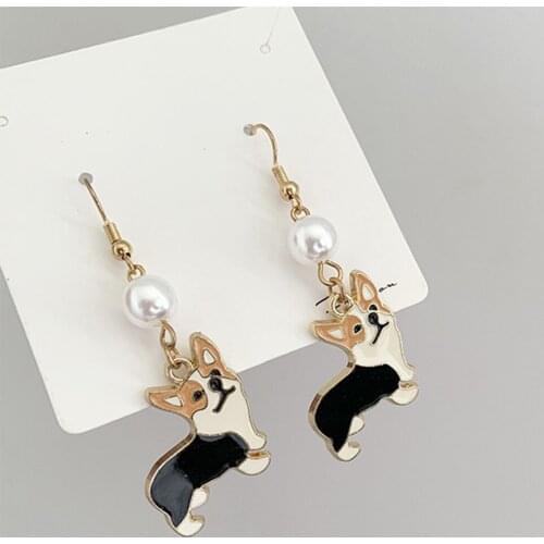 Jako Ty Fashion Super Cute Pet Dog Corgi Minimalist Women Earrings No Pierced Ear Clip Jewelry Personality Birthday Girl Gifts