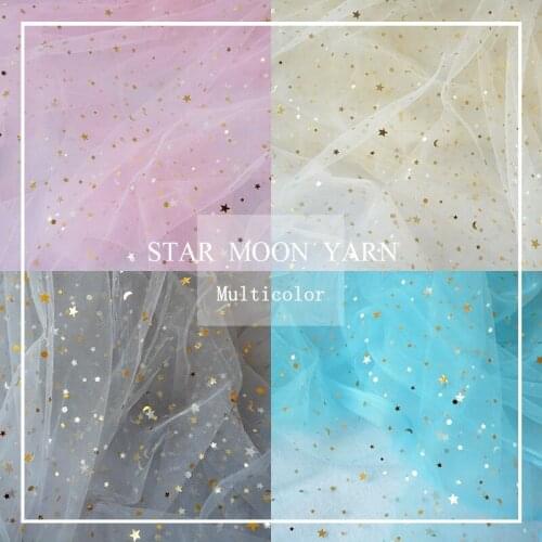 1Mx1.5M Mesh Lace Fabric Star Moon Print DIY Sewing Dress Wedding Dress Cloth Party Home Decorate DIY Accessories