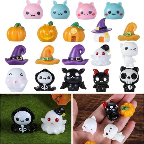 1Pcs Halloween Mini Pumpkin Ghost Vampire Cute Micro Landscape Decoration Creative Resin Craft Fairy Garden Desktop Ornaments