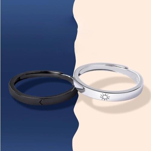 1pcs Silver Color Ring Moon Sun Simple Janedream New Adjustable Couple Rings For Girls Boys Best Friend Fashion Jewelry