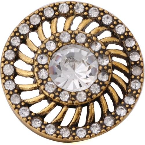 10pcs/lot High Quality Snap Button Jewelry Rhinestone Gold Metal 18mm 20mm Snap Button Fit DIY Snap Bracelet Bangle Accessories