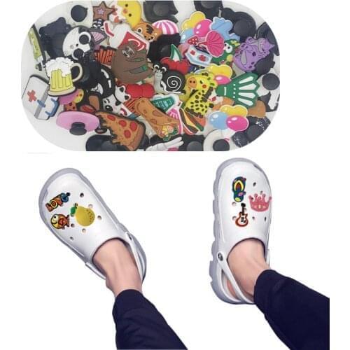 1000pcs/lot Mixed Random Styles Cartoon PVC Shoe Charms Shoes Accessories Decor fit Wristband Bracelets Croc Jibz Kids Best Gift