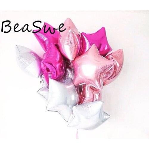 12pcs Baby Shower 18 inch pink white hot pink star helium foil Balloon wedding Birthday Party Supplies Anniversary Party Decor