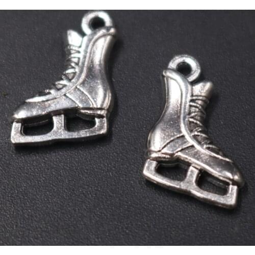 20pcs Silver Color Cute 3D Skates Pendants Hip Hop Earrings Bracelet Metal Accessories DIY Charms Jewelry Crafts Making P602